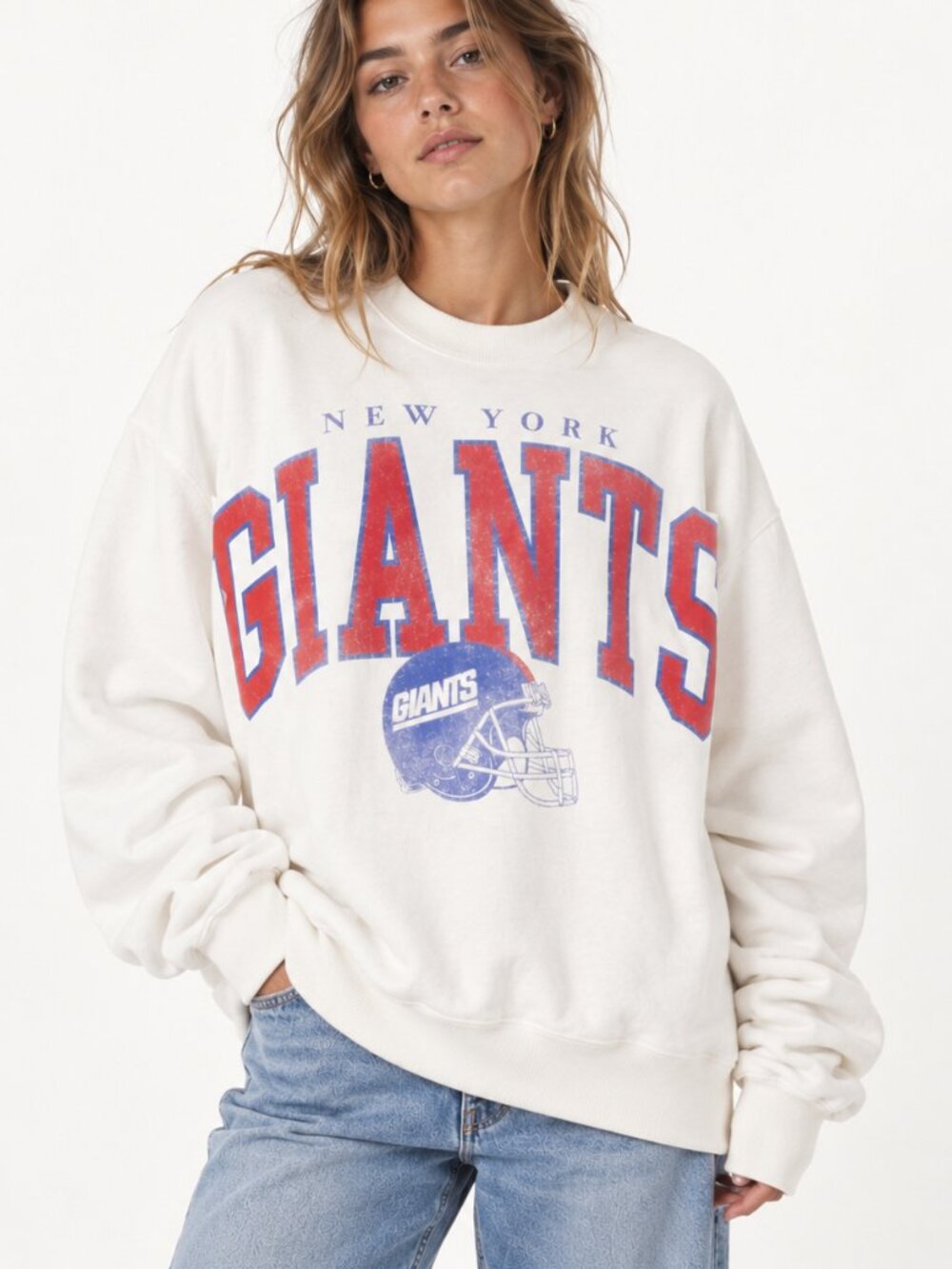 Abercrombie & Fitch New York Giants Graphic Oversized Sunday Crewneck Sweatshirt